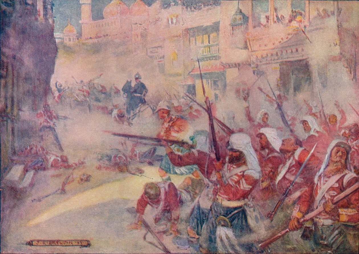 شوهد الجنود البريطانيون يشقون طريقهم عبر الشوارع ، 1908 ، c1920. بواسطة جوزيف راتكليف سكيلتون
