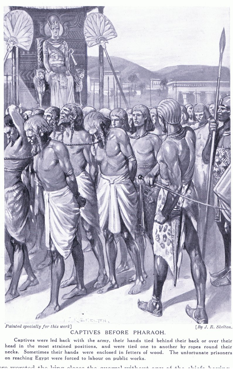 الأسرى قبل فرعون حوالي عام 1920 (ليثو) بواسطة جوزيف راتكليف سكيلتون