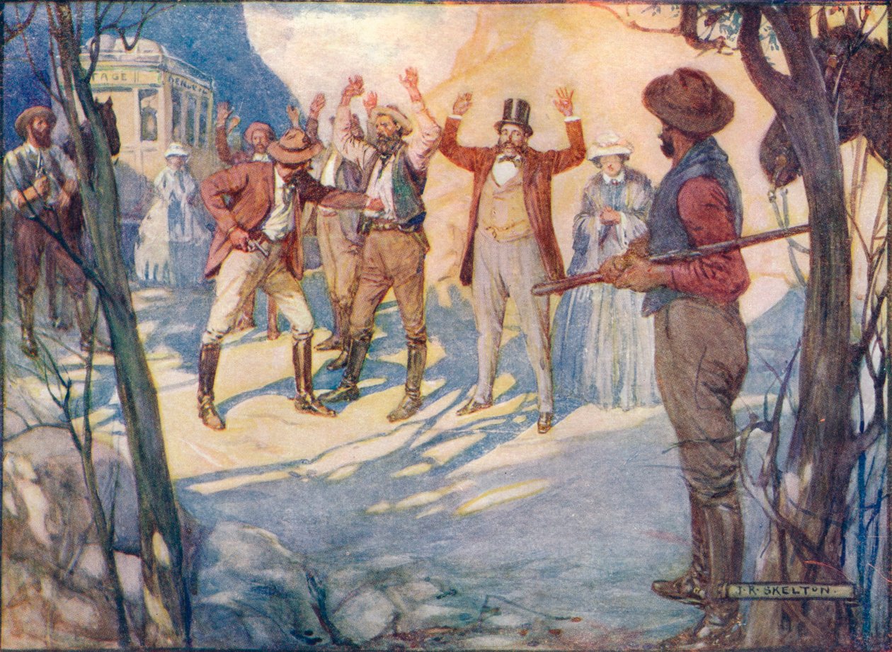 سيتم تعليق المدرب وسرقة جميع الركاب ، c1908 ، c1920. بواسطة جوزيف راتكليف سكيلتون