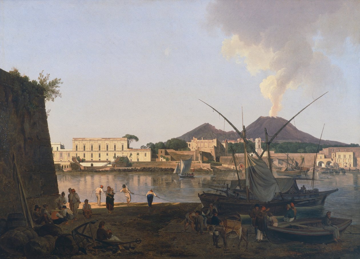 ميناء جراناتيلو في بورتيشي ، بالقرب من نابولي ، بواسطة جوزيف ريبيل (1787-1828) ، إيطاليا القرن العشرين بواسطة جوزيف متمرد