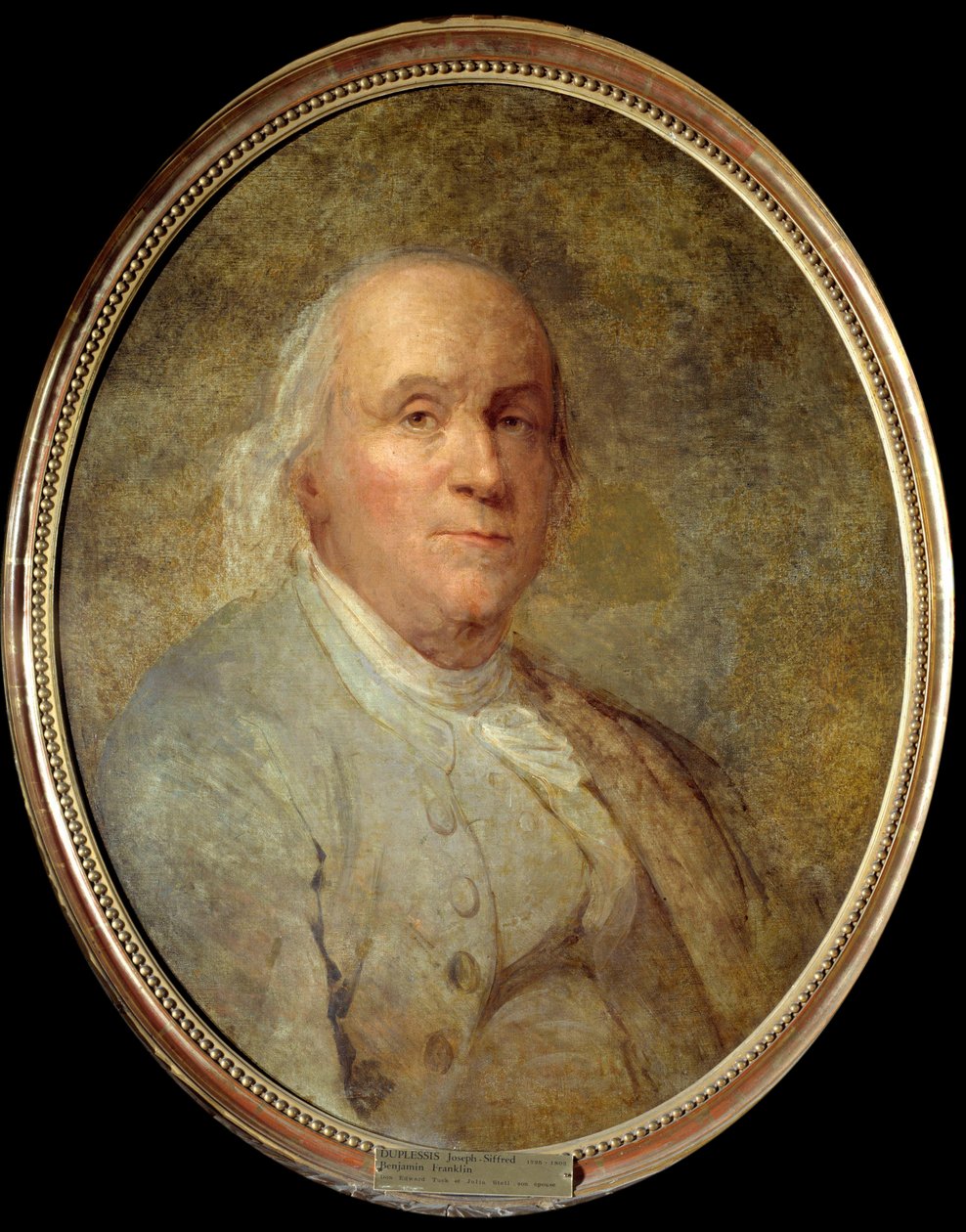 صورة لبنجامين فرانكلين (1706-1790) (زيت على قماش) بواسطة جوزيف سيفريد دوبليسيس