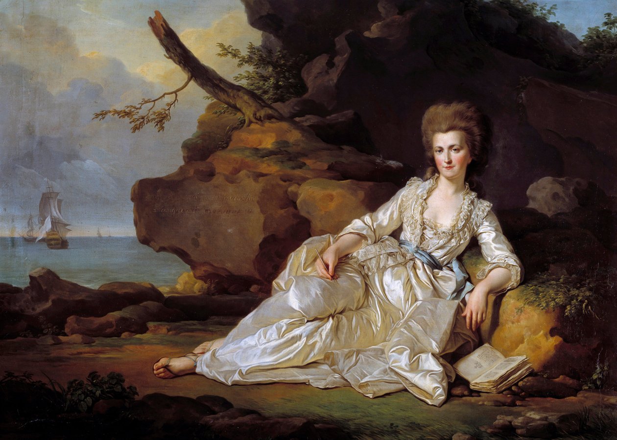 صورة لدوقة شارتر (1753-1821) في حضور سفينة الروح القدس التي تنقل دوق شارتر إلى معركة أويسانت رسم جوزيف سيفريد دوبليسيس (1725-1802) (جوزيف سيفريد ، جوزيف سيفريد ، جوزيف) سيفريد ، جوزيه بواسطة جوزيف سيفريد دوبليسيس