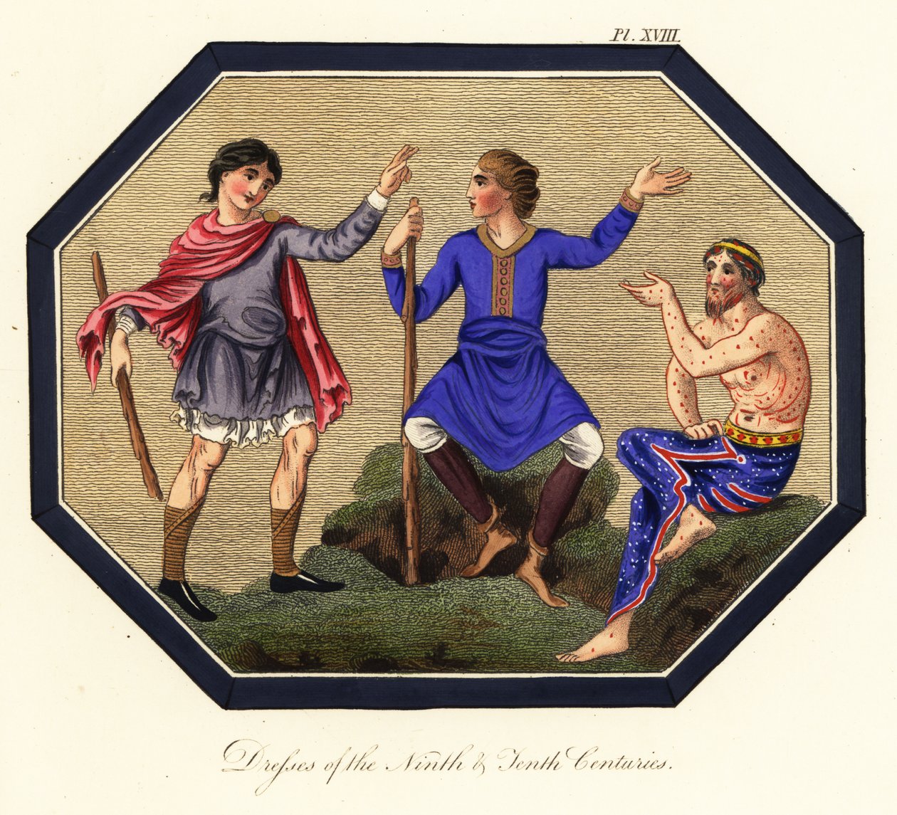 زي الرجال الأنجلوسكسونيين، القرنين التاسع والعاشر، 1853 (نقش) بواسطة جوزيف سترات