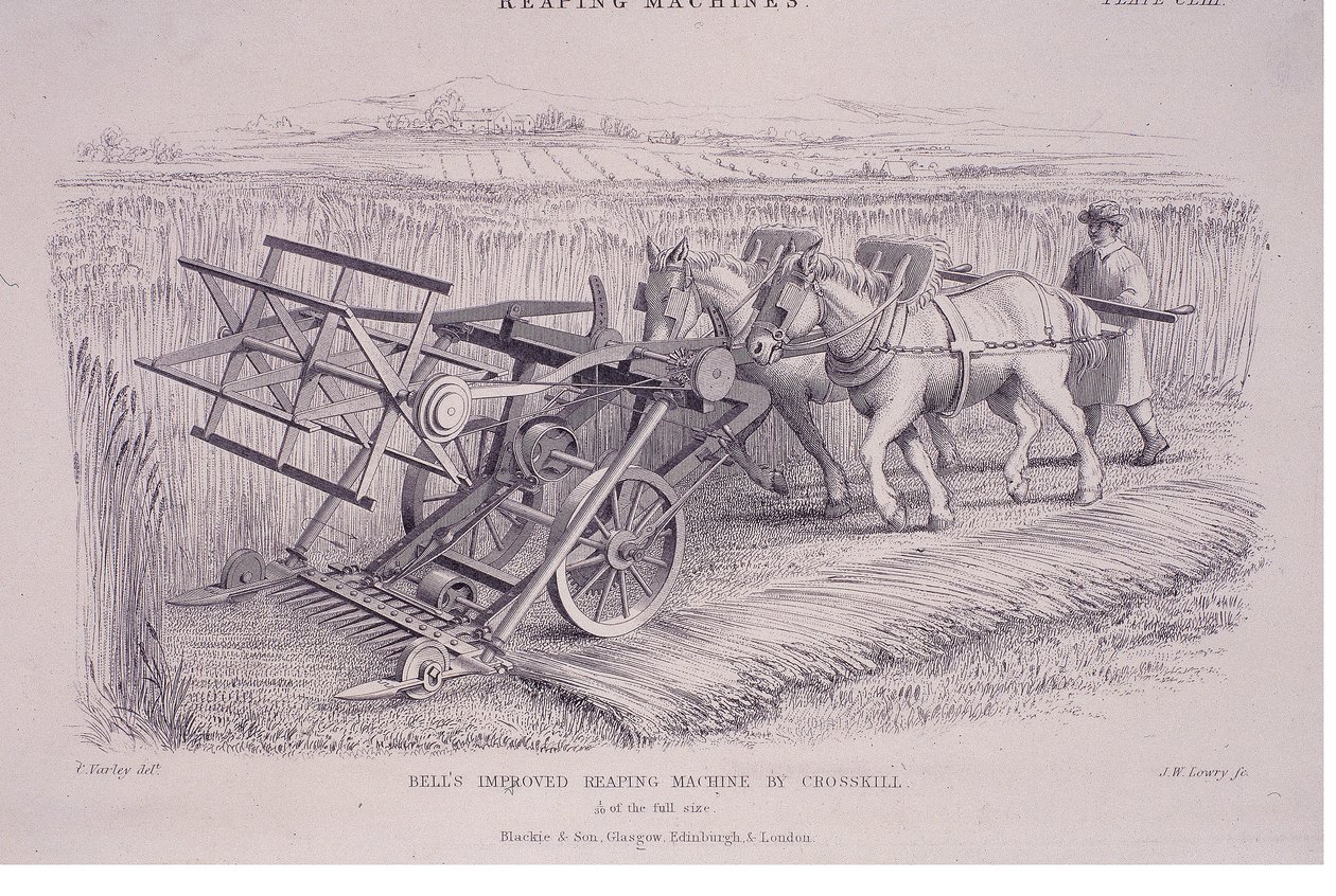 تم تحسين آلة حصاد الأجراس بواسطة Crosskill ، c1840s. بواسطة جوزيف ويلسون لوري