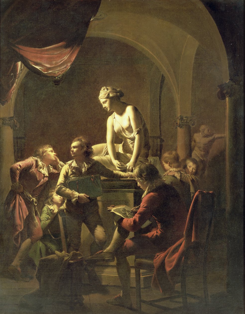 أكاديمية بواسطة Lamplight ، 1768-69 (زيت على قماش) بواسطة جوزيف رايت من ديربي