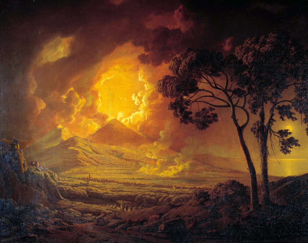 ثوران بركان فيسوفا مع رأس باب القديس جانفي في موكب لوحة رسمها جوزيف رايت من ديربي (1734-1797) القرن الثامن عشر في موسكو ، متحف بوشكين بواسطة جوزيف رايت من ديربي
