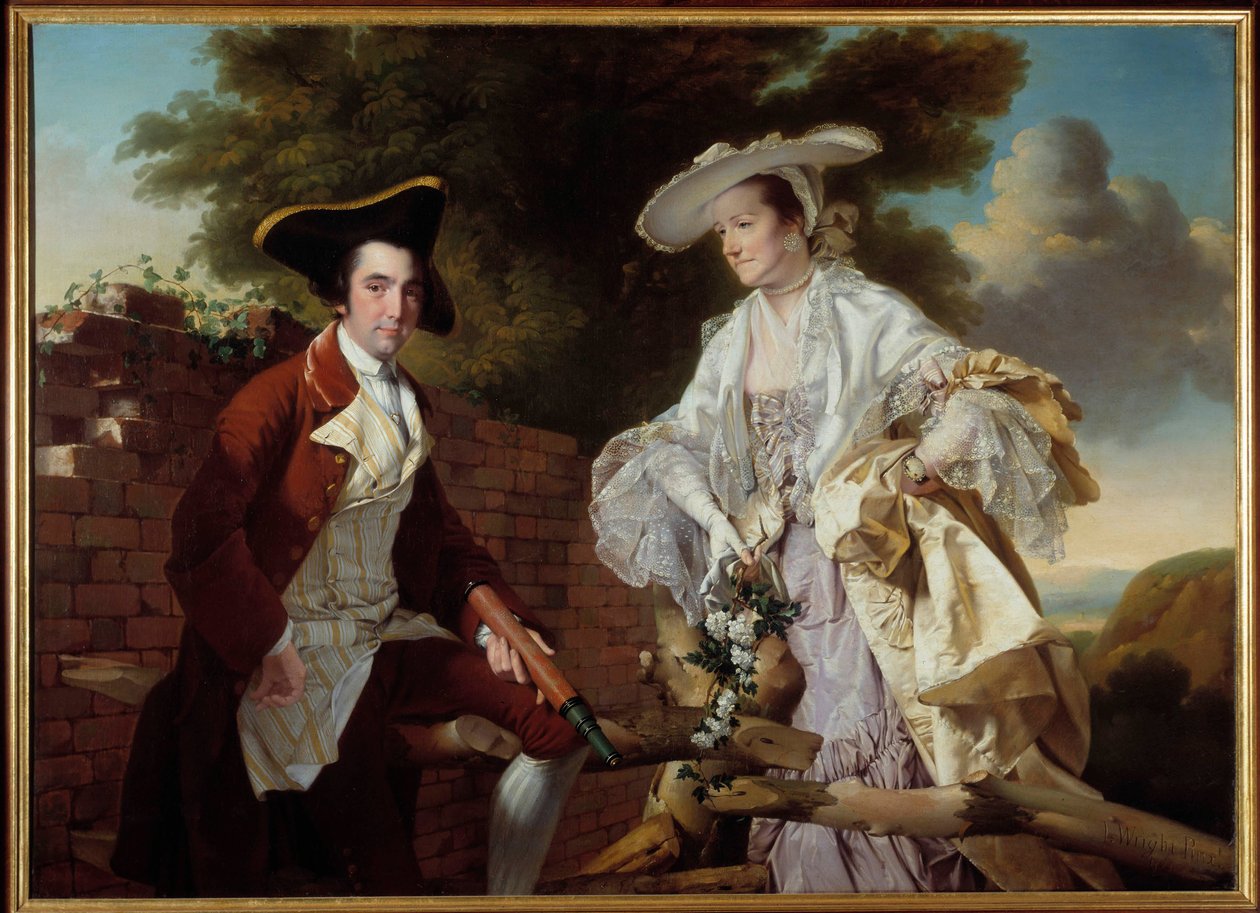 صورة لرسام الخرائط بيتر بيريز بورديت (1735-1793) وزوجته هانا لوحة رسمها جوزيف رايت أوف ديربي (1734-1797) 1765 براغ ، المعرض الوطني بواسطة جوزيف رايت من ديربي