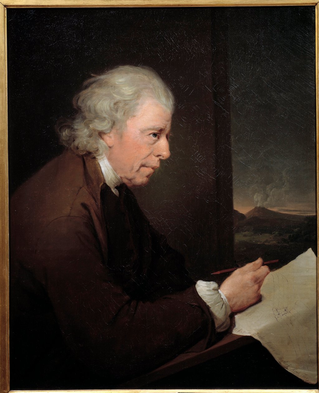 صورة لصانع الساعات والجيولوجي والفيزيائي جون وايتهورست (1713-1788) لوحة جوزيف رايت أوف ديربي (1734-1797) بواسطة جوزيف رايت من ديربي