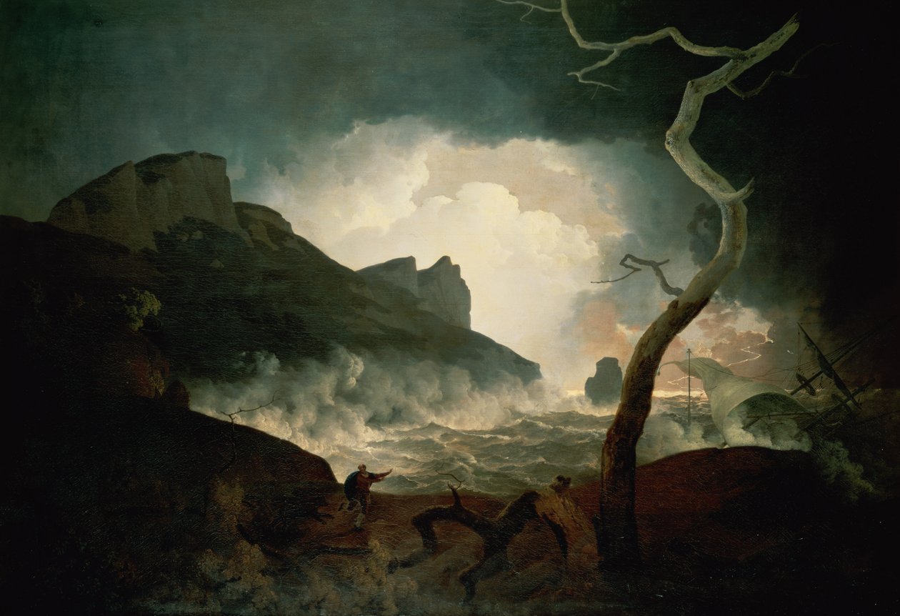 العاصفة ، أنتيجونوس التي اتبعها الدب من حكاية "الشتاء" ، الفصل الثالث ، المشهد 3 ، 1790 بواسطة جوزيف رايت من ديربي