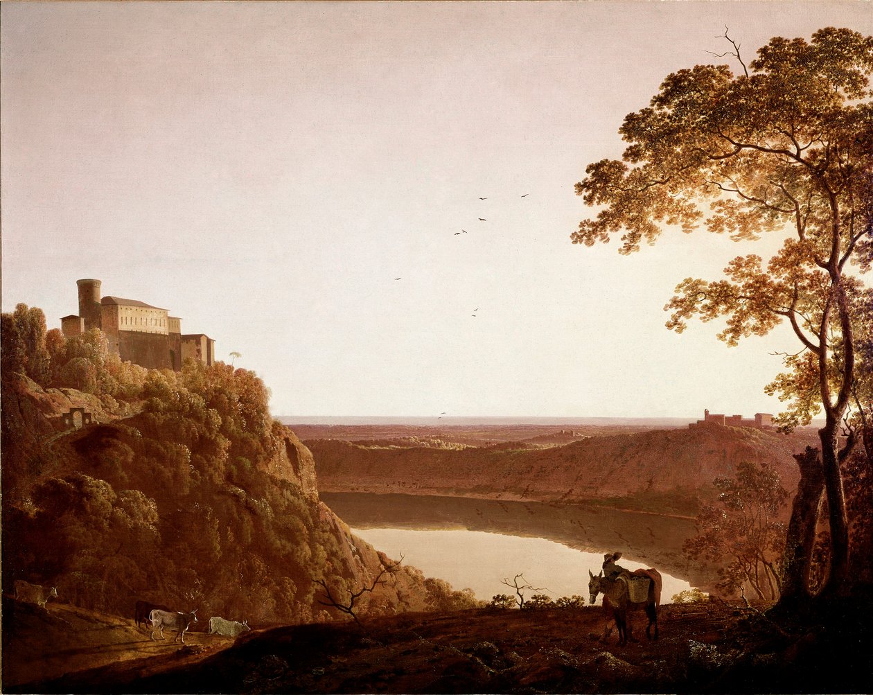 View of Lake Nemi at dusk Painting by Joseph Wright dit Wright of Derby (1734-1797) بواسطة جوزيف رايت من ديربي
