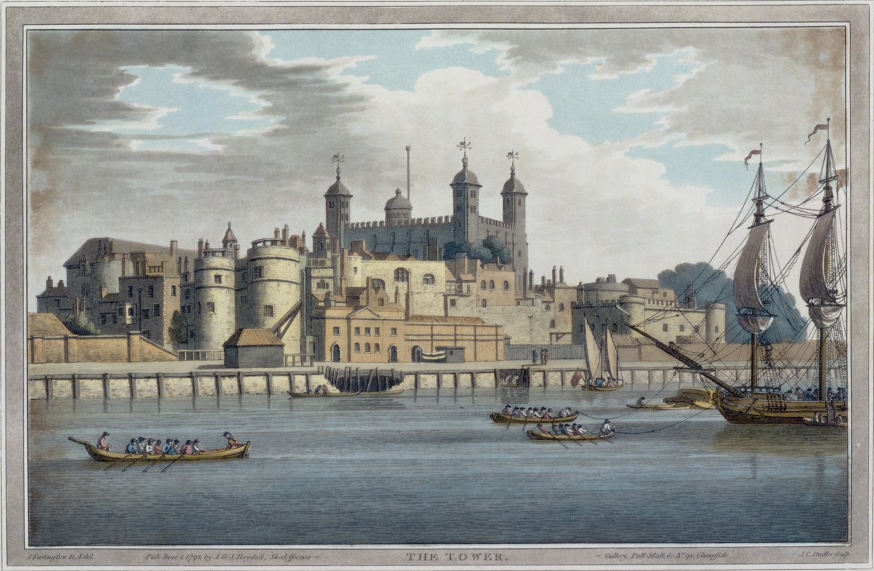 برج لندن ، نقش بواسطة JC Stadler (fl.1780-1812) ، نشر 1795 بواسطة جوزيف بعد فارينجتون