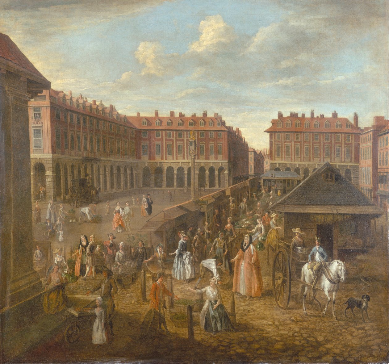 "كوفنت جاردن بيازا آند ماركت" ، c1725 بواسطة جوزيف فان أكين