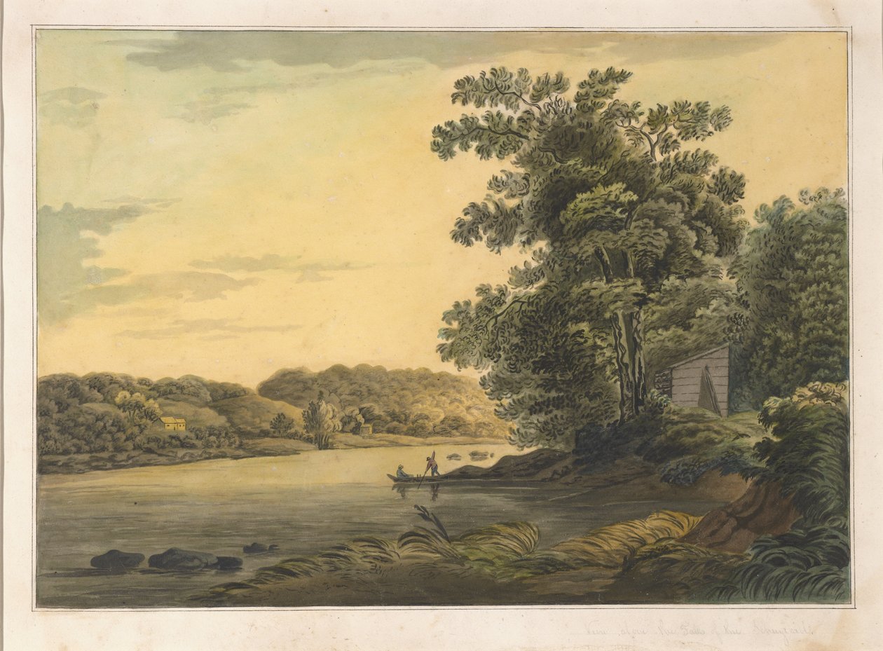منظر فوق شلالات Schuylkill ، c.1819 (مرحاض على ورق) بواسطة جوشوا H. شو