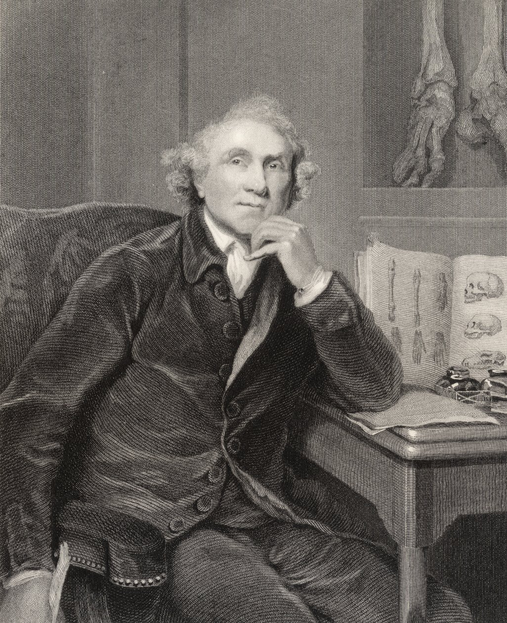 جون هانتر ، نقش بواسطة GH Adcock ، من "National Portrait Gallery ، المجلد الخامس" ، المنشور حوالي عام 1835 (litho) بواسطة جوشوا (بعد) رينولدز