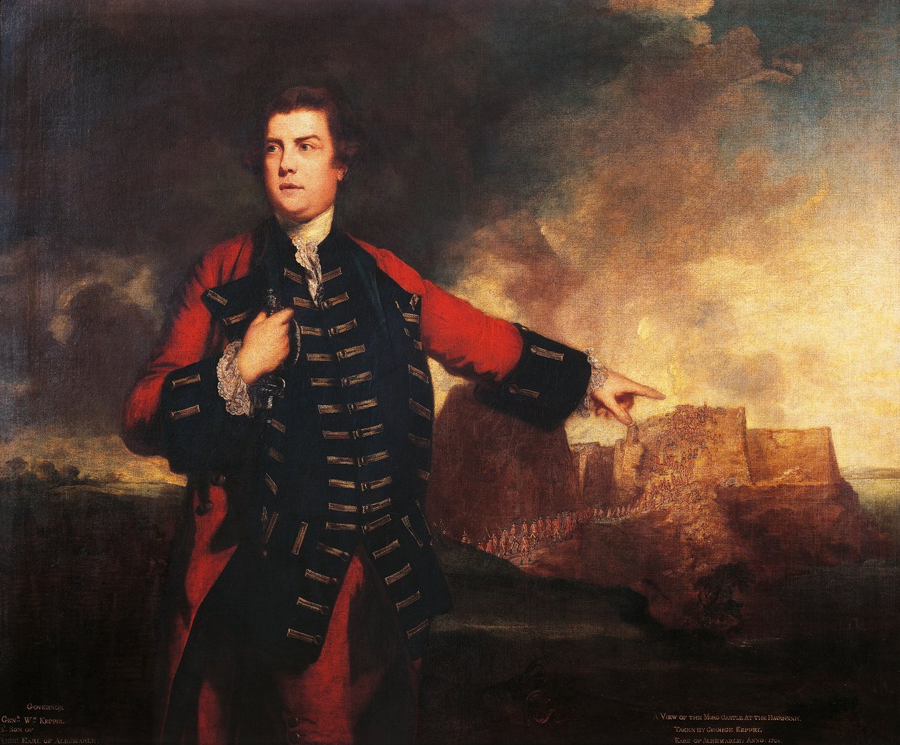 Portrait of British general William Keppel storming Morro Castle, Painting by Joshua Reynolds (1723-1792) بواسطة جوشوا رينولدز