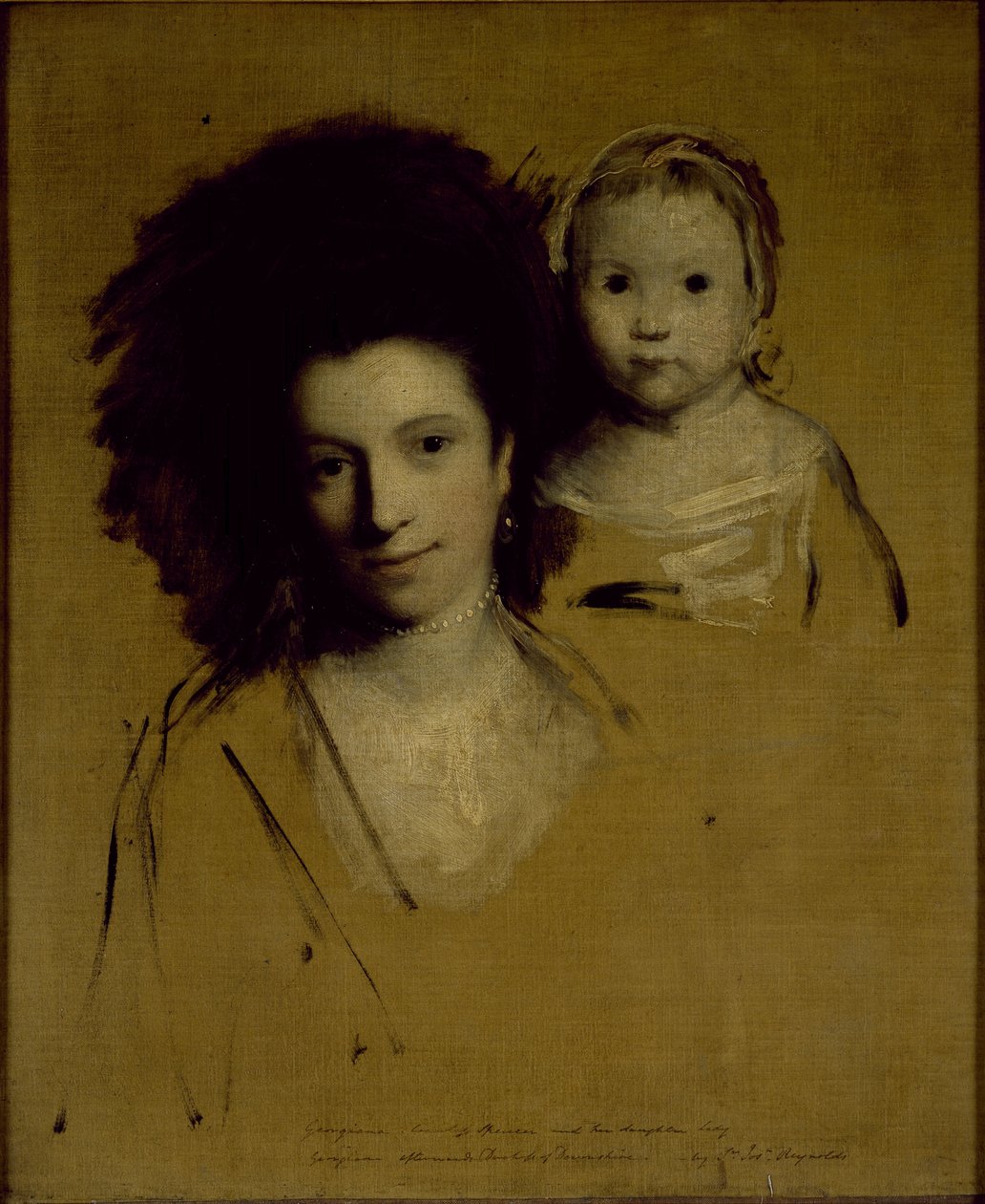 Studies of Georgiana, Duchess of Devonshire and her daughter Lady Georgiana Cavendish (oil on canvas) بواسطة جوشوا رينولدز