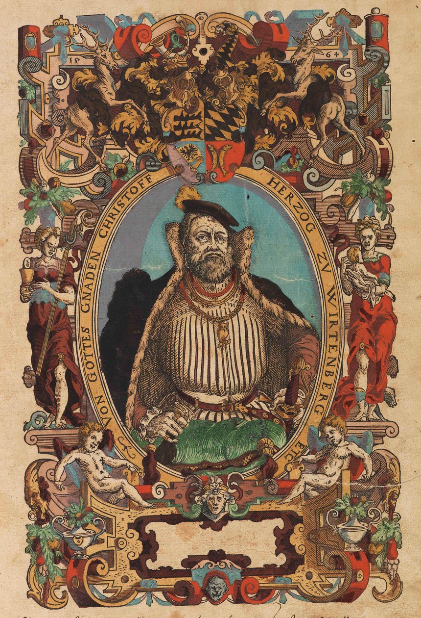 صورة لدوق كريستوف من فورتمبيرغ 1515-1568 من Biblia germanica ، 1564. بواسطة جوست عمان