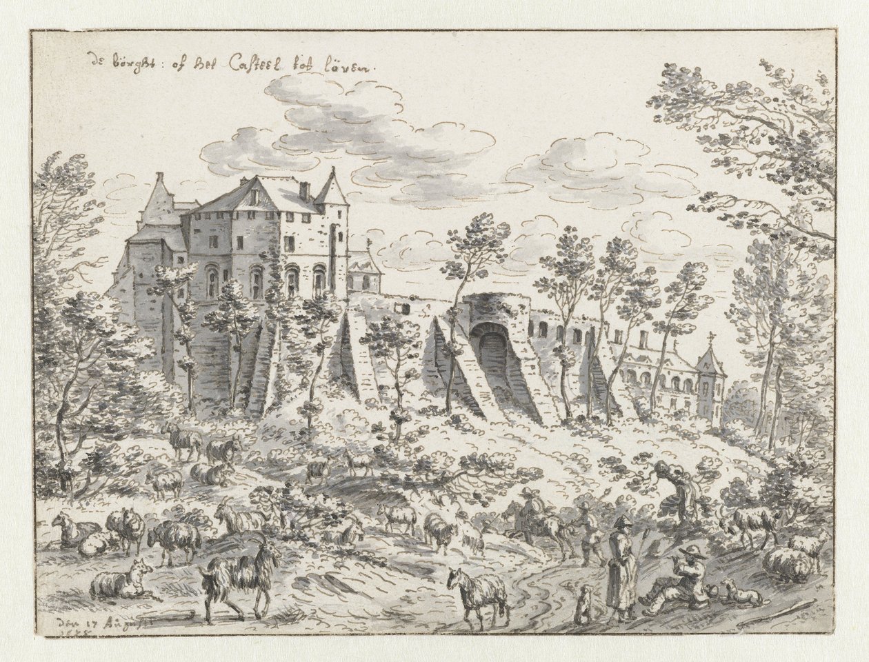 قلعة لوفين ، 1675 (قلم وحبر على ورق) بواسطة جوشوا دي جريف