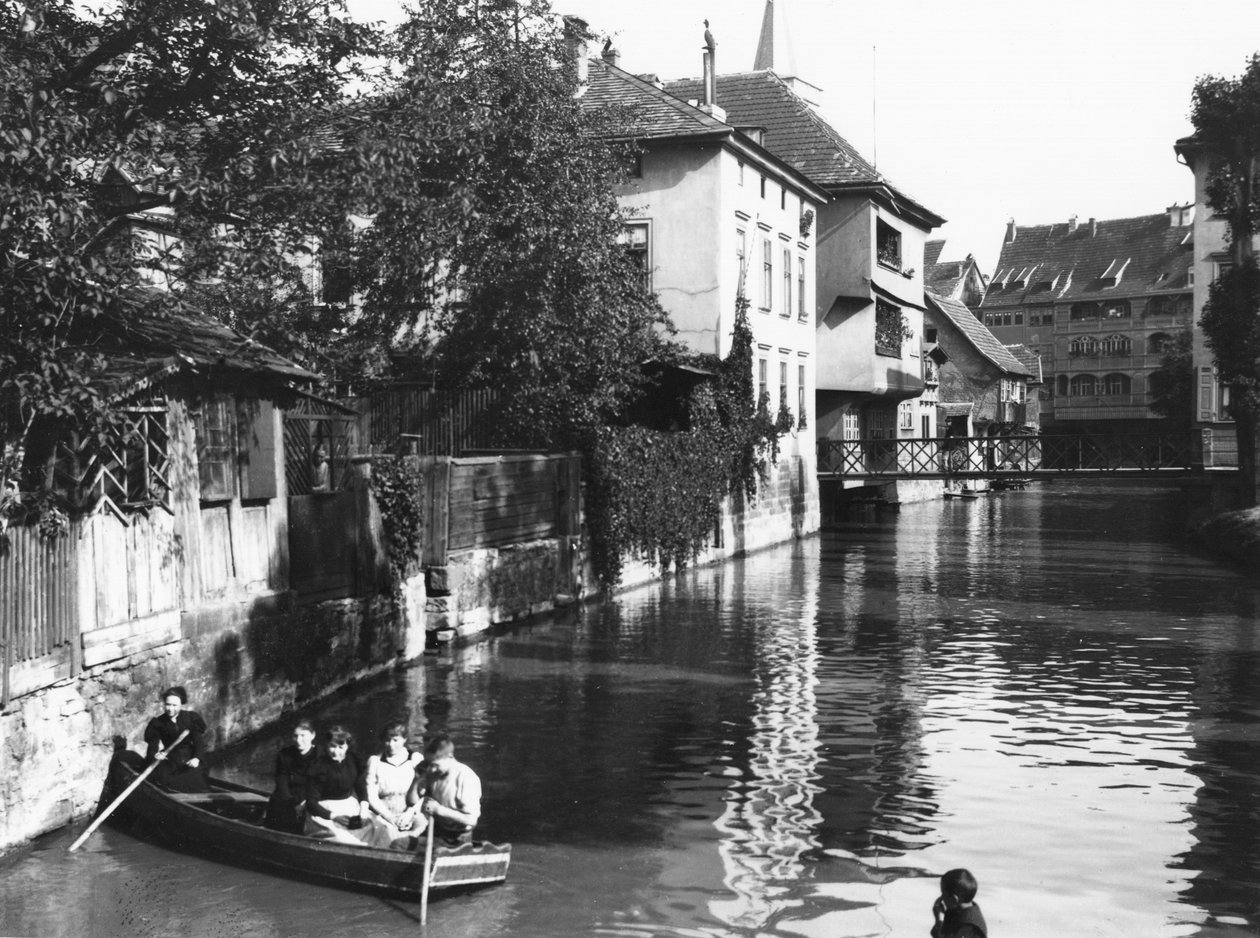 القوارب على نهر جيرا في إرفورت ، ثيرينجيا ، c.1910 بواسطة جوسيت