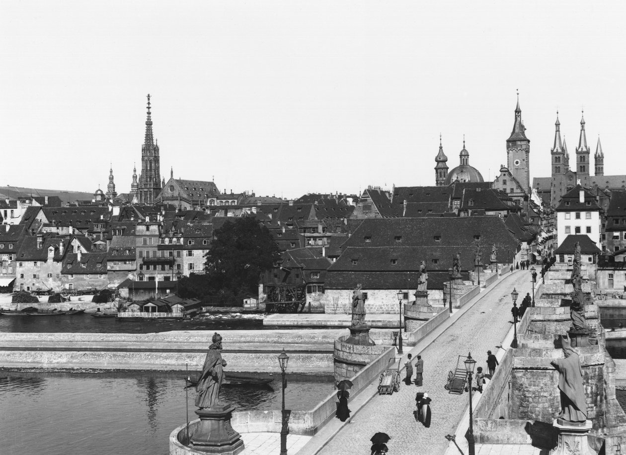 الجسر القديم فوق نهر الماين في فورتسبورغ ، c.1910 بواسطة جوسيت