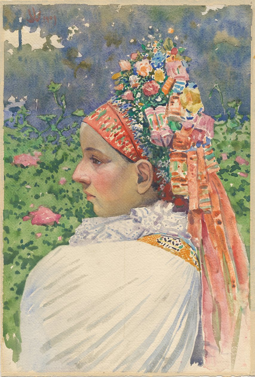 زوجان العروس السلوفاكية أوبركا ، جوزا (1861-1940). زيت على قماش ، مقاس: 54.8 × 37 بواسطة Joža Uprka