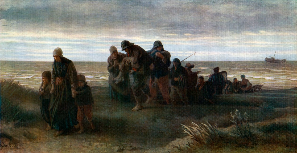 صيادون يحملون رجلاً غرقًا ، c1861 ، 1912. بواسطة جوزيف إسرائيل