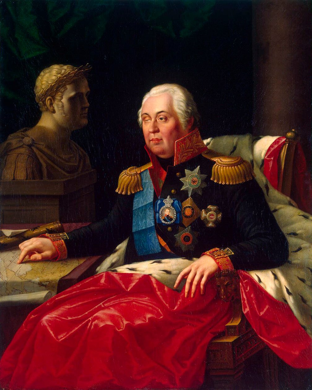 صورة للمشير الميداني الأمير ميخائيل كوتوزوف ، 1745-1813 ، أوائل القرن التاسع عشر. بواسطة Jozef Oleszkiewicz