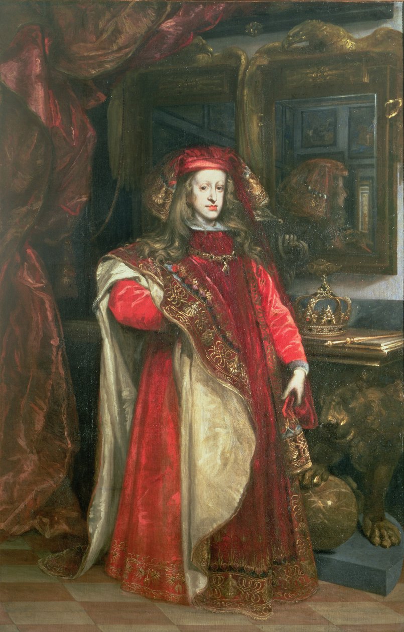 ملك إسبانيا تشارلز الثاني (1661-1700) مرتديًا أردية وسام الصوف الذهبي بواسطة خوان كارينو دي ميراندا