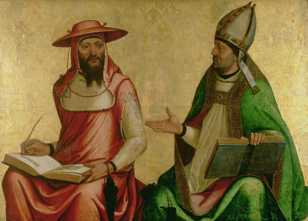 سانت جيروم وسانت أمبروز ، ج .1510 (درجة الحرارة والذهب على اللوحة) بواسطة خوان دي بورجونيا