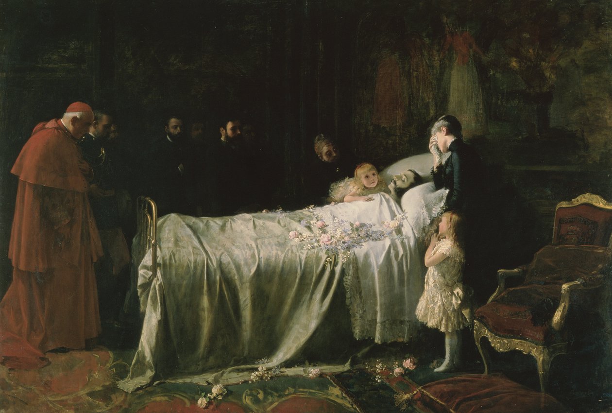 وفاة دون ألفونسو الثاني عشر (1857-85) (القبلة النهائية) 1887 بواسطة Juan Antonio Benlliure y Gil