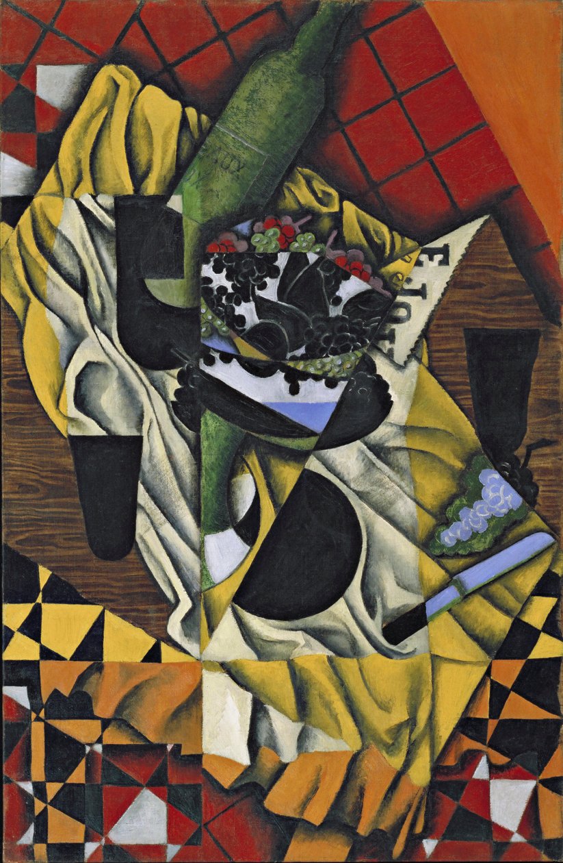 "العنب والنبيذ" لوحة رسمها خوان جريس (1887-1927) 1913 متحف الفن الحديث ، نيويورك بواسطة خوان جريس