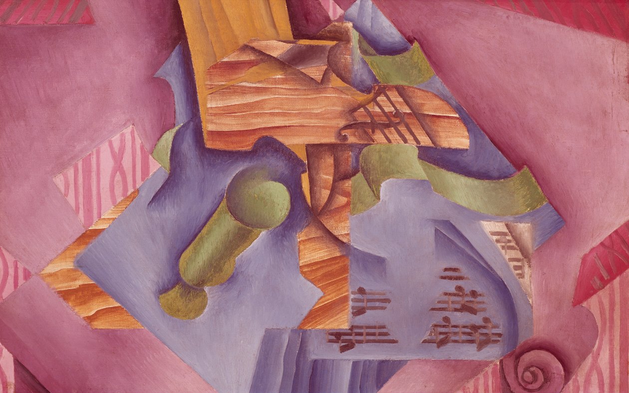 Still life with violin and glass by Juan Gris (1887-1927), oil on canvas, 46x73 cm بواسطة خوان جريس
