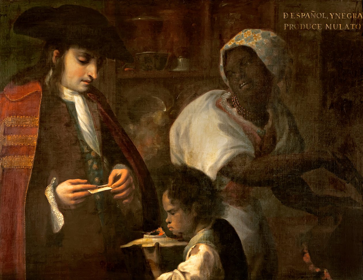 الإسباني والأسود ينتجان مولاتو ، c.1715 بواسطة خوان رودريغيز خواريز