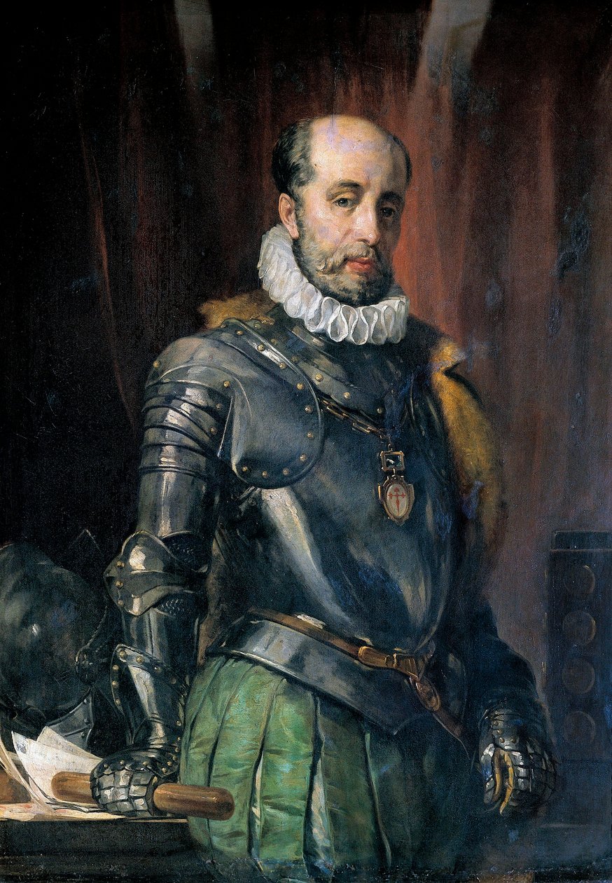 صورة لويس دي يطلب Y ZUNIGA (1528-1576) ، سياسي كاتالوني ، حاكم هولندا الإسبانية. اللوحة بواسطة Joan Vicens i Cots (Juan Vicens Cots بواسطة أسرة خوان فيسينس