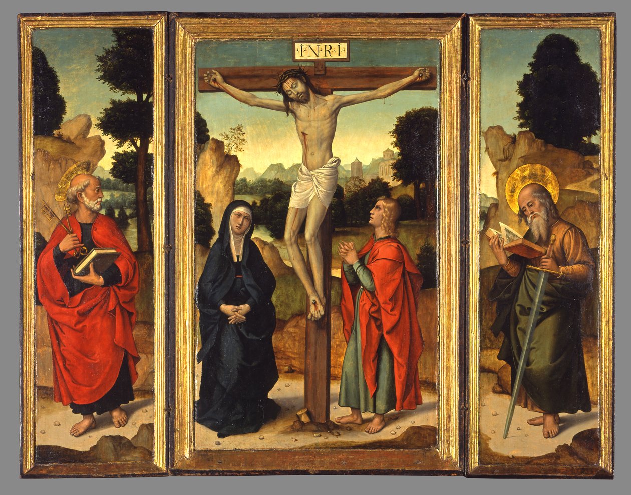 Cruifixion with the Virgin and Saints John the Evangelist، Peter، and Paul، c.1520-1540 بواسطة خوان دي بورجونيا
