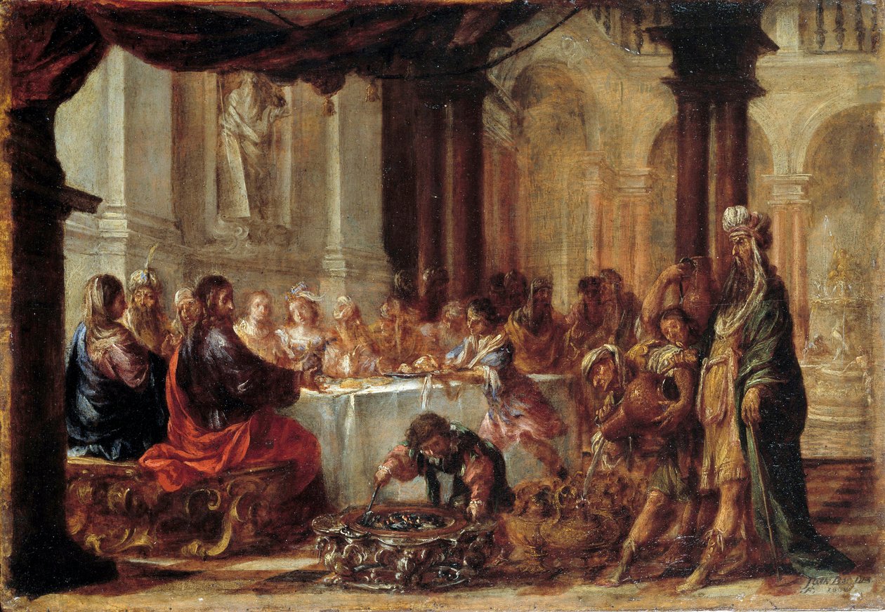 Les Noces de Cana لوحة رسمها خوان فالديس (1622-1690) 1660 صن. 0،23 × 0،34 م بواسطة خوان دي فالديز ليل