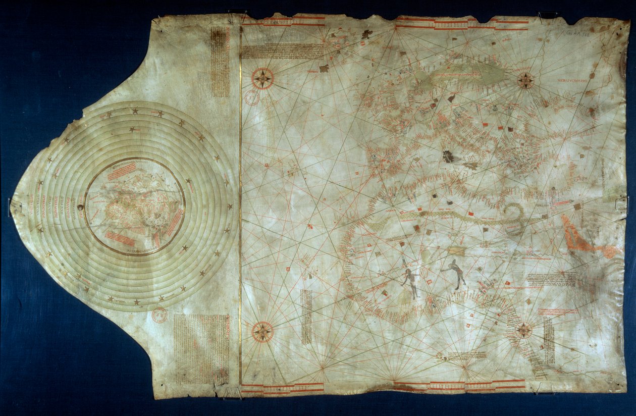 مخطط بحري لخوان دي لا كوسا (1460-1510) ، رفيق رسام الخرائط للملاح كريستوفر كولومبوس (1451-1506) بواسطة خوان دي لا كوسا