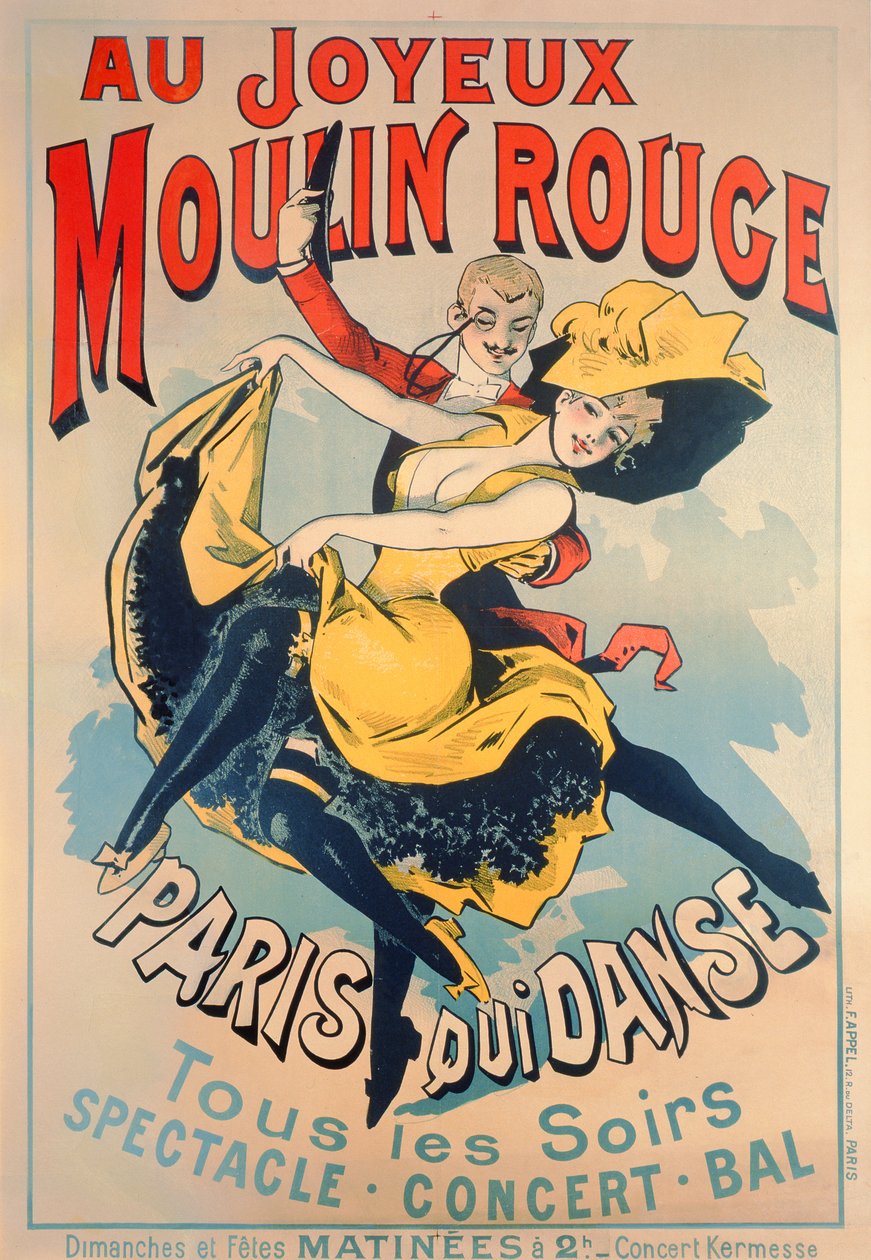 الرقص في باريس في Merry Moulin Rouge ، c.1890 بواسطة جول تشيريت