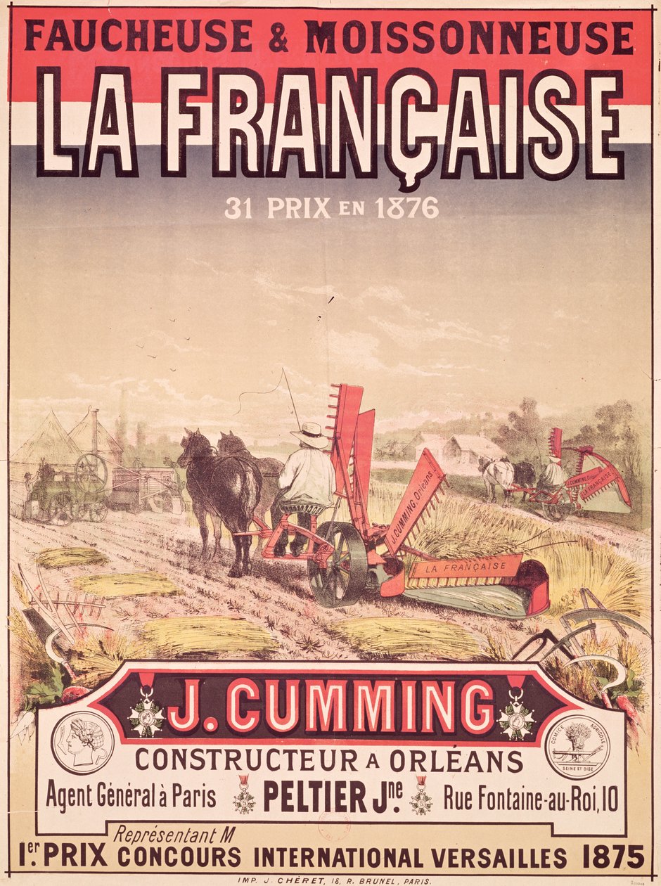 إعلان ملصق "لا فرانسيز ، ريبر وجاز" ، من تأليف ج. كومينغ من أورليانز ، 1876 بواسطة جول تشيريت