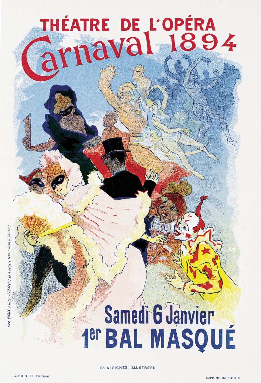 ملصق يعلن عن كرة مقنعة وكرنفال ، في مسرح de l&39;Opera ، 1894 بواسطة جول تشيريت