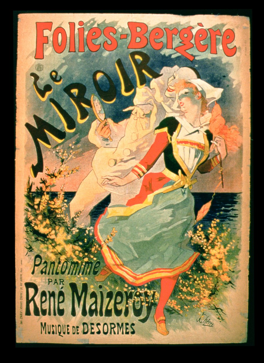 ملصق لفيلم Le Miroir في فيلم Folies-Bergere ، وهو مسرحية بانتوميم للكاتب رينيه ميزوري بواسطة جول تشيريت