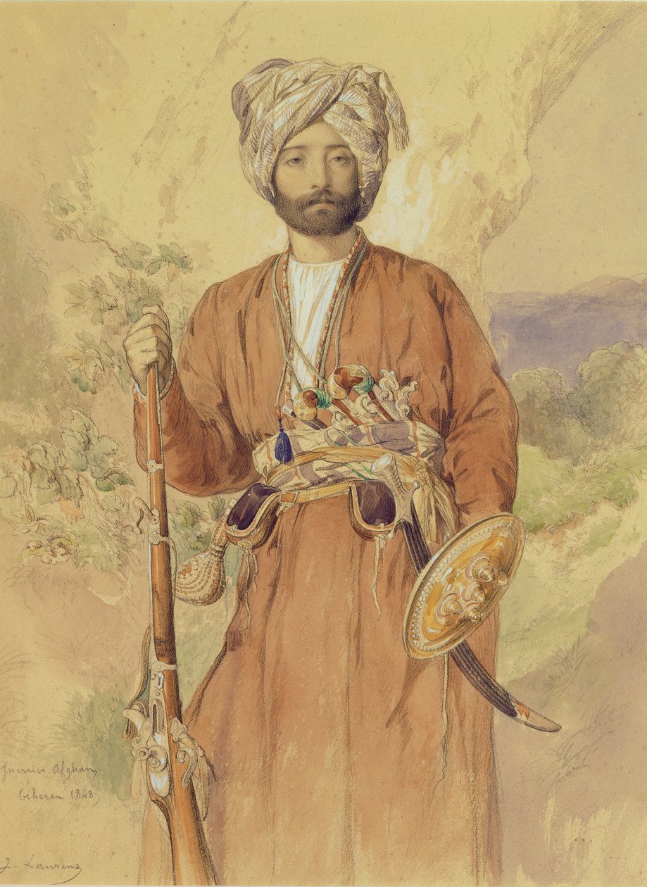 دراسة محارب أفغاني ، طهران ، 1848 (قلم رصاص ، مرحاض وجسم على الورق) بواسطة جول جوزيف أوغسطين لورينز