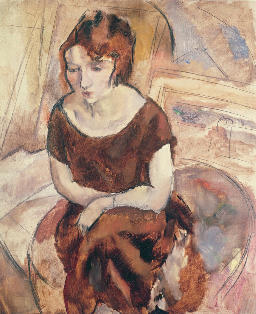 امرأة شابة ، 1925 (زيت على الكرتون) بواسطة جول باسين