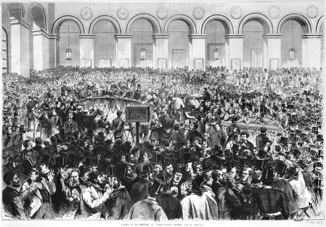 كوربيلي في بورصة باريس 1873 بواسطة جول بلكوك