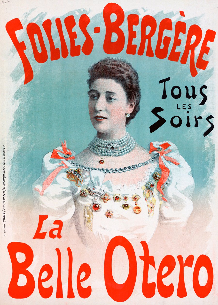 إعلان ملصق "La Belle Otero" في Folies Bergere - La belle Otero aux Folies Bergeres (كارولين أوتيرو بواسطة جول (بعد) شيريت