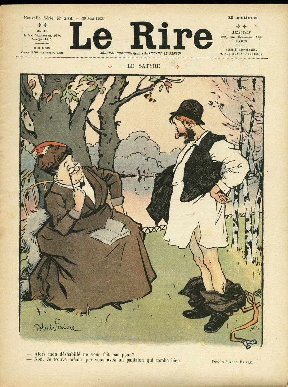 رسم إيضاحي لأبل فيفر (1867-1945) لغلاف Le Lire ، 30/05/08 - الساتير - نباتات الطبيعة ، الحب ، الموضة ، الشجرة ، الأواني الزجاجية بواسطة جول هابيل فافر