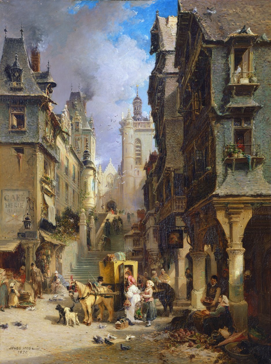 مشهد الشارع في Morlaix في عام 1830 ، 1870 بواسطة جول أخيل نويل