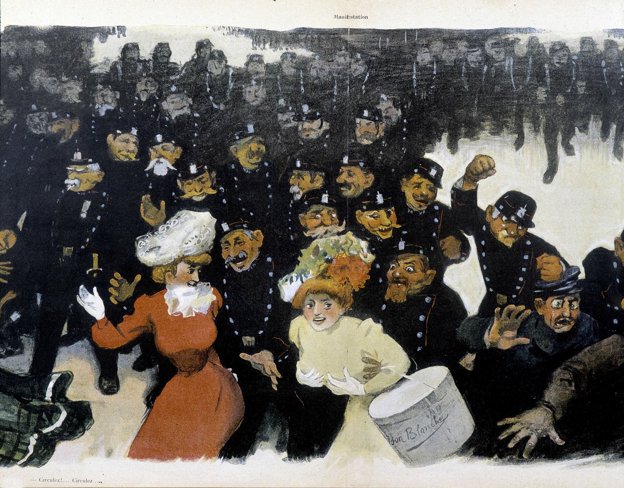 Demonstration around 1901- drawing of GR¿N بواسطة جول ألكسندر جروين أو جرون