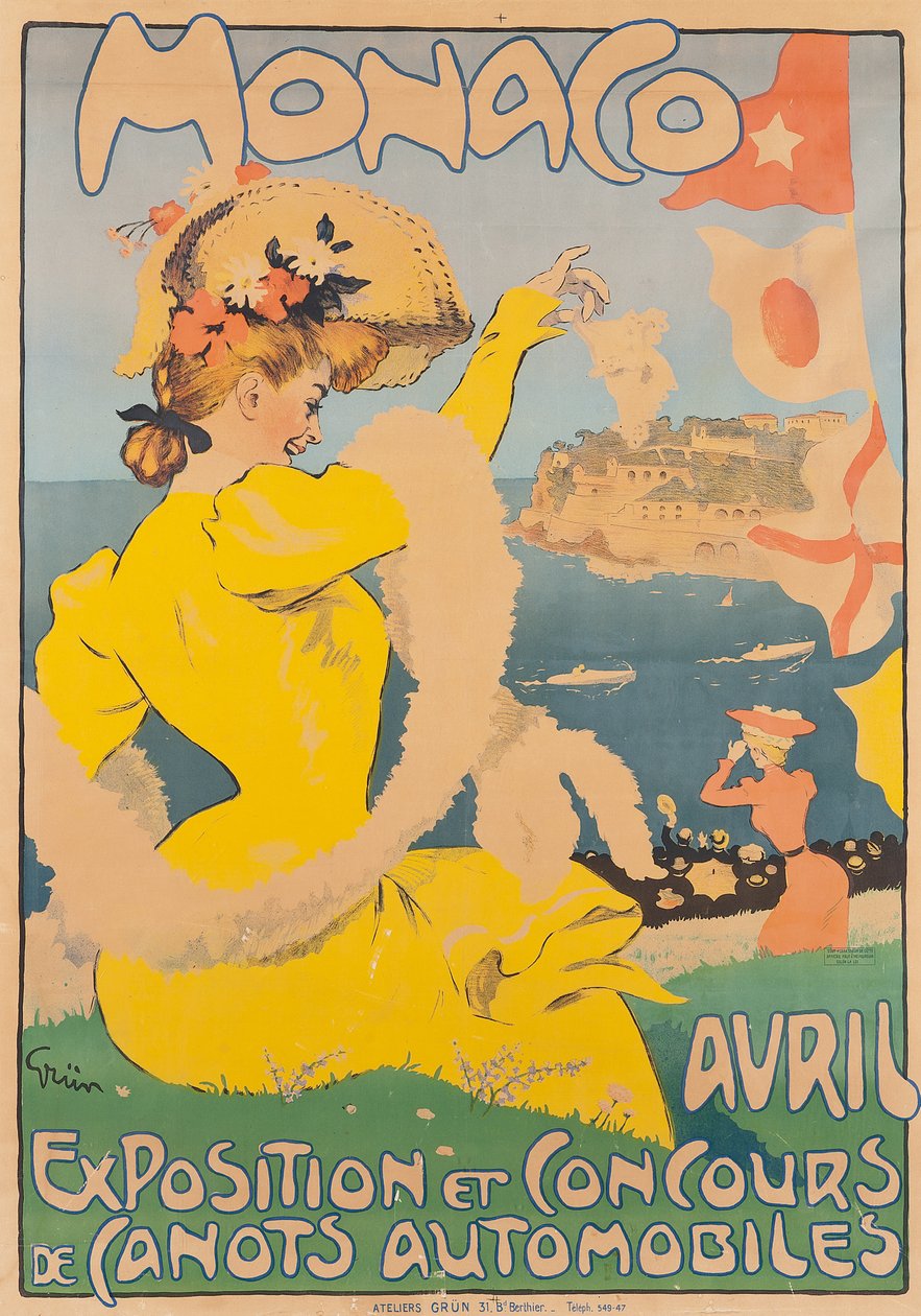 موناكو ، ج. 1908 (طباعة حجرية ملونة) بواسطة جول ألكسندر جروين أو جرون