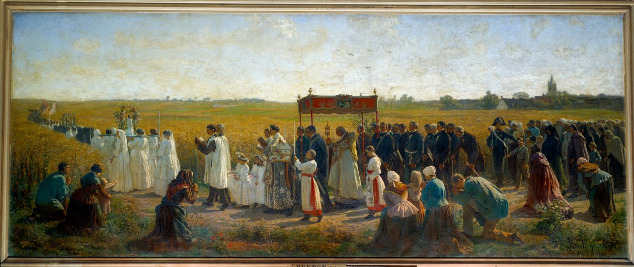 La benediction des ble en Artois لوحة لجول بريتون (1827-1906) 1859 صن. 1.3x3.2 م أراس ، متحف الفنون الجميلة بواسطة جول بريتون